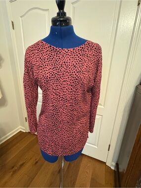 LOFT Pink and Black Leopard-Print Long-Sleeve Top